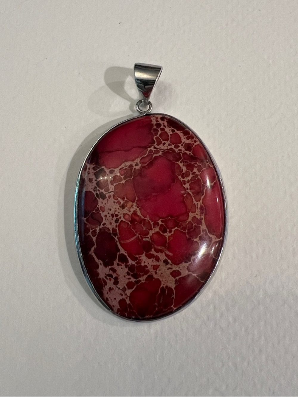 Magenta Oval Pendant Necklace
